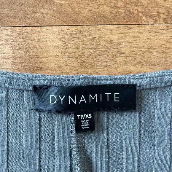 Dark Sage Green midi dress XS high slit Dynamite - Picture 2 of 3